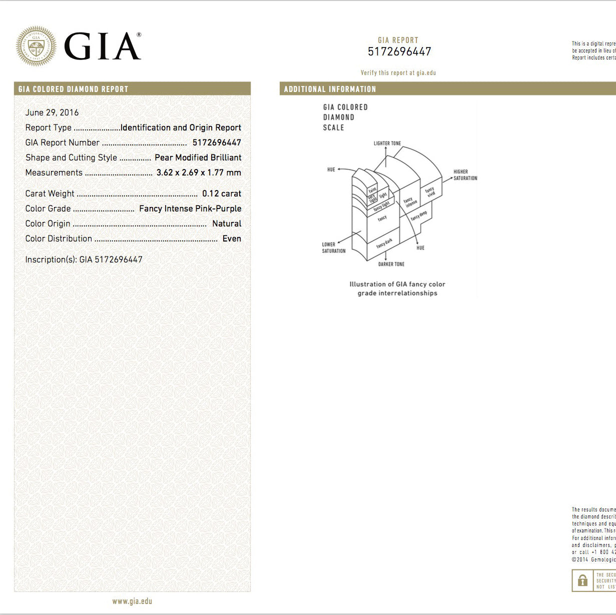 Fancy Intense Pink-Purple 0.12 ct.