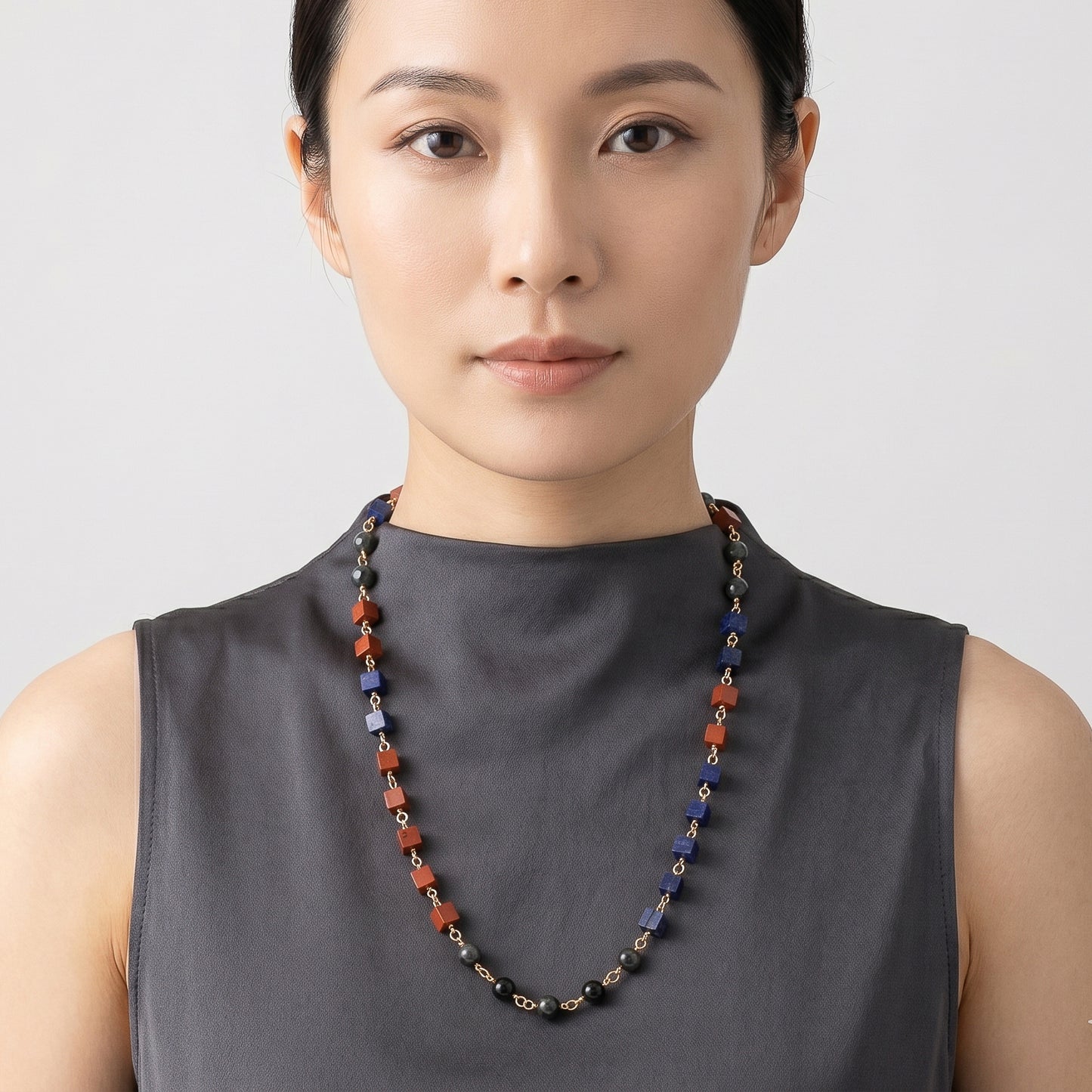 The Isometric Guardian Necklace – Lapis, Jasper & Labradorite