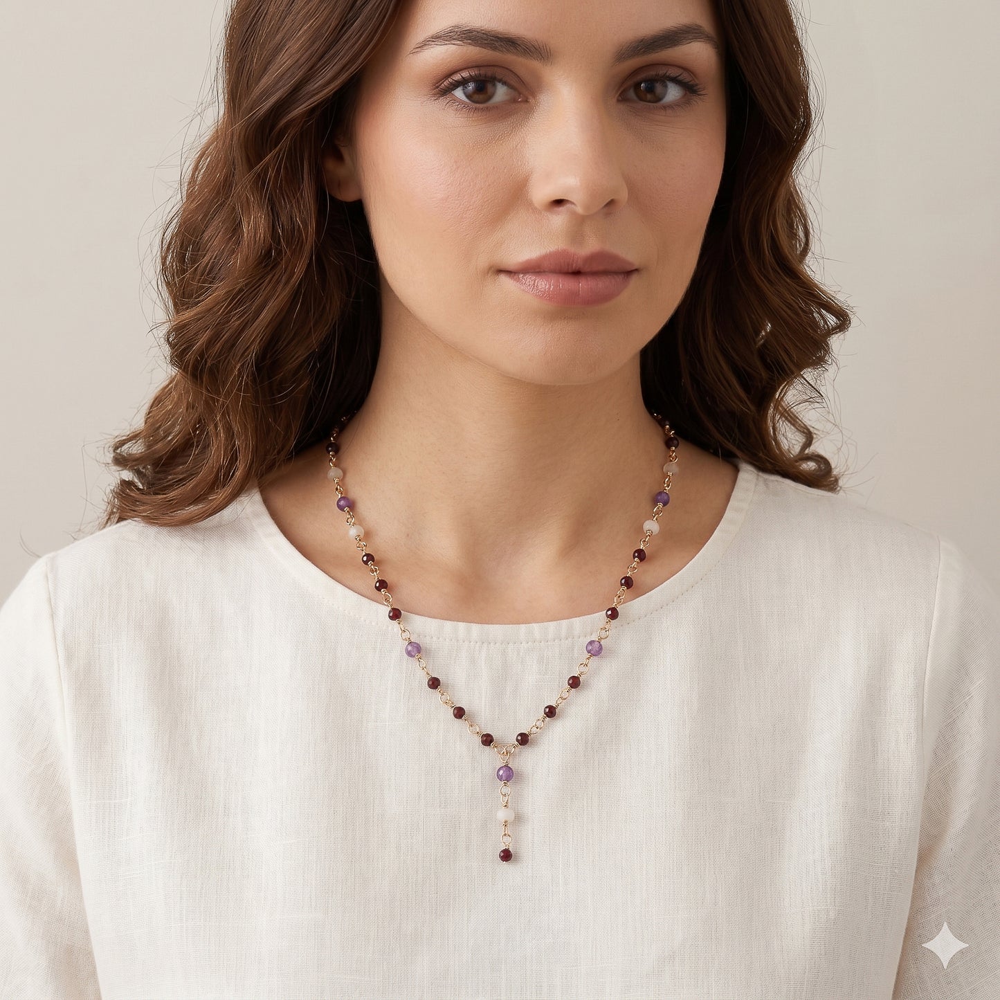 The Celestial Velvet Necklace – Garnet, Amethyst & Opal