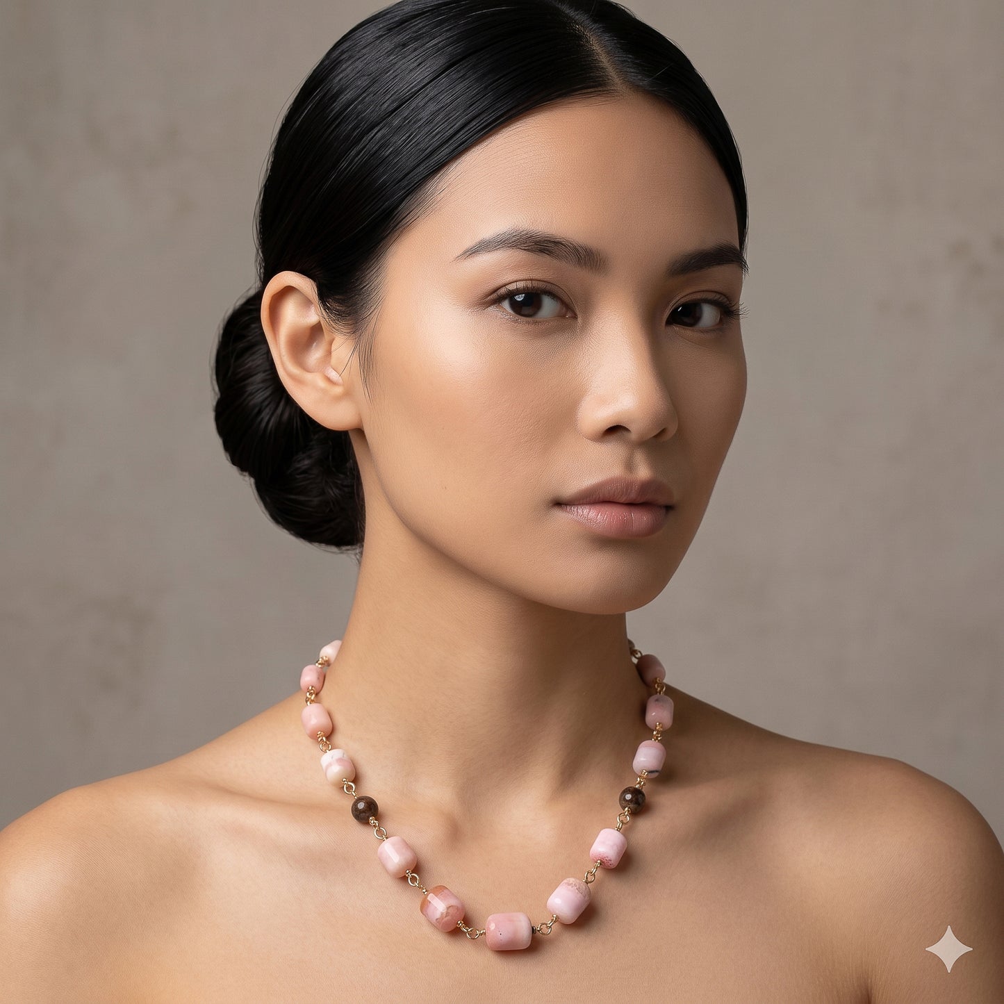 The Desert Rose Necklace – Pink Opal & Boulder Opal