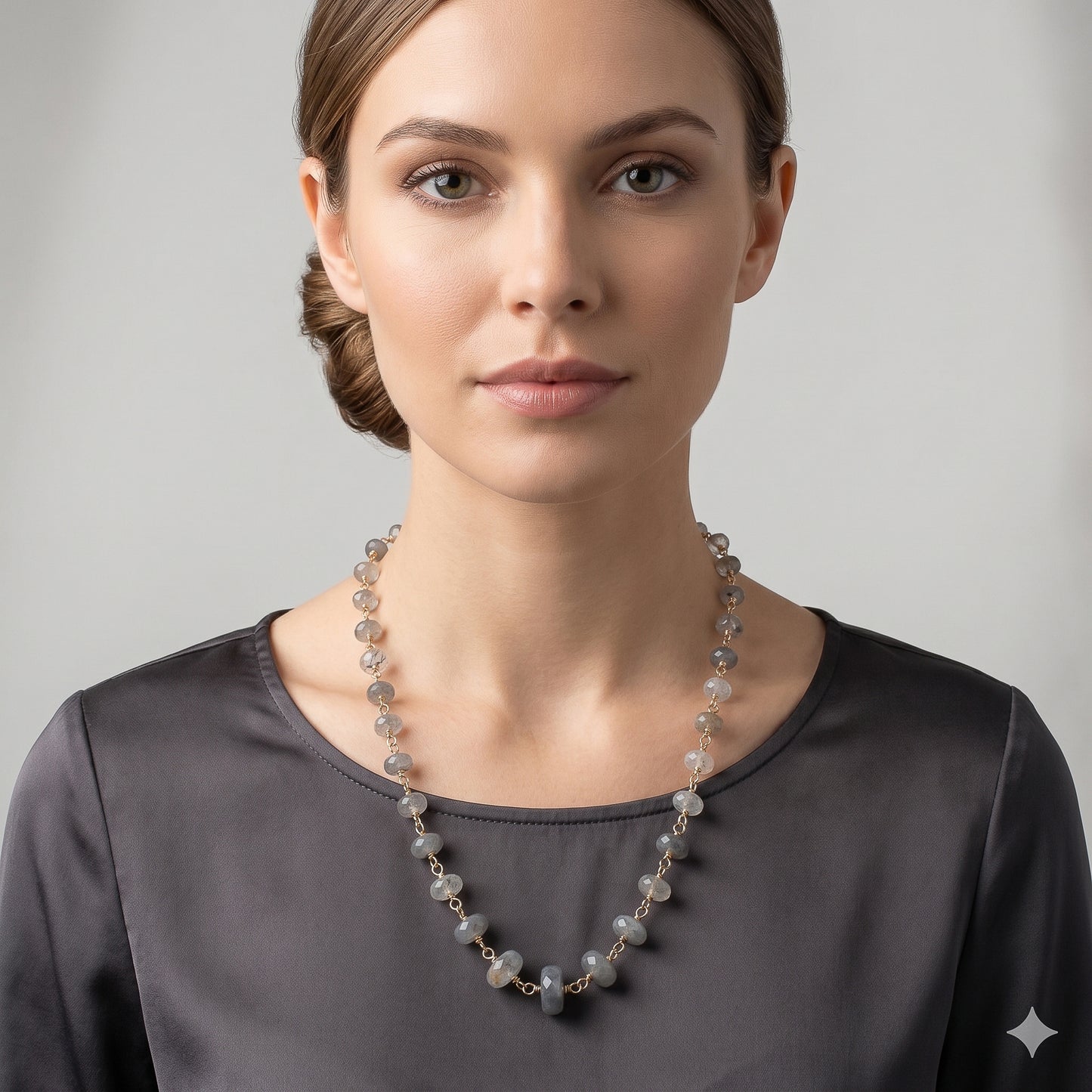The Shadow & Silk Necklace – Graduated Grey Quartz