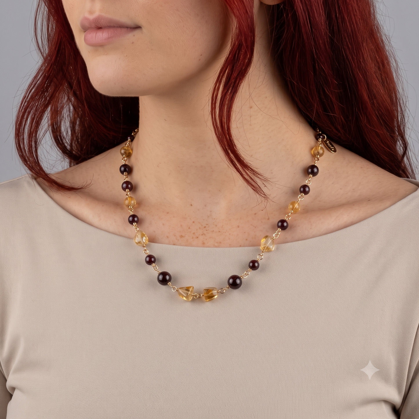 The Solar Flare Symphony - Citrine & Red Garnet