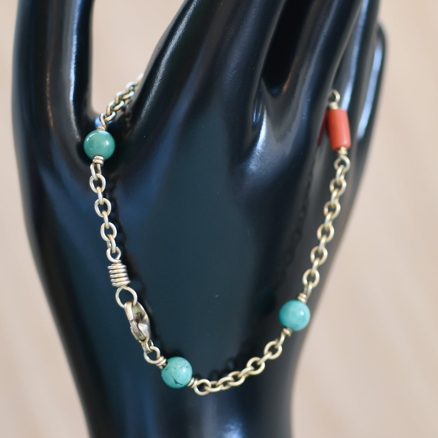Turquoise and Coral Bracelet