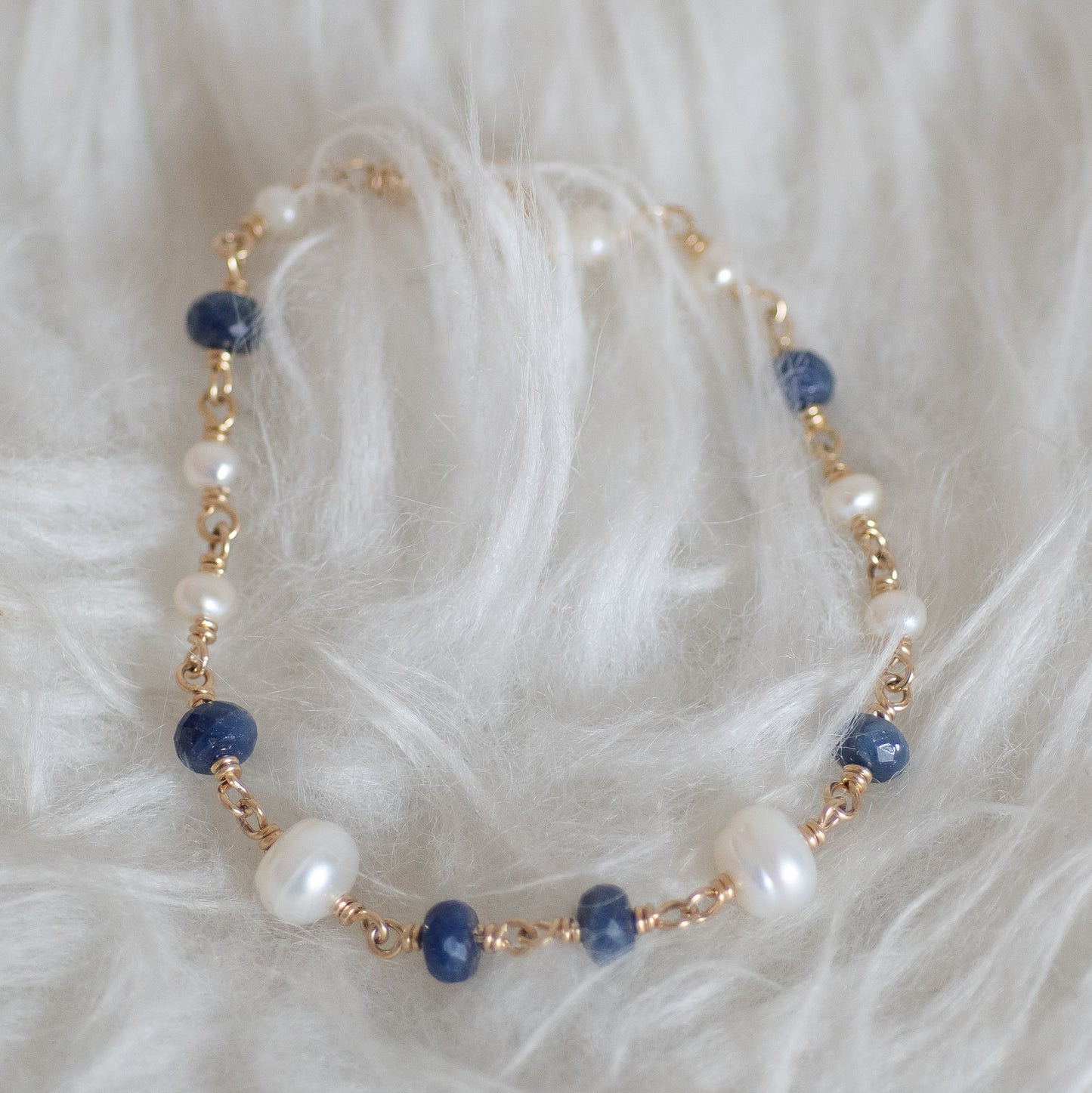 Blue Sapphire and Pearls Bracelet