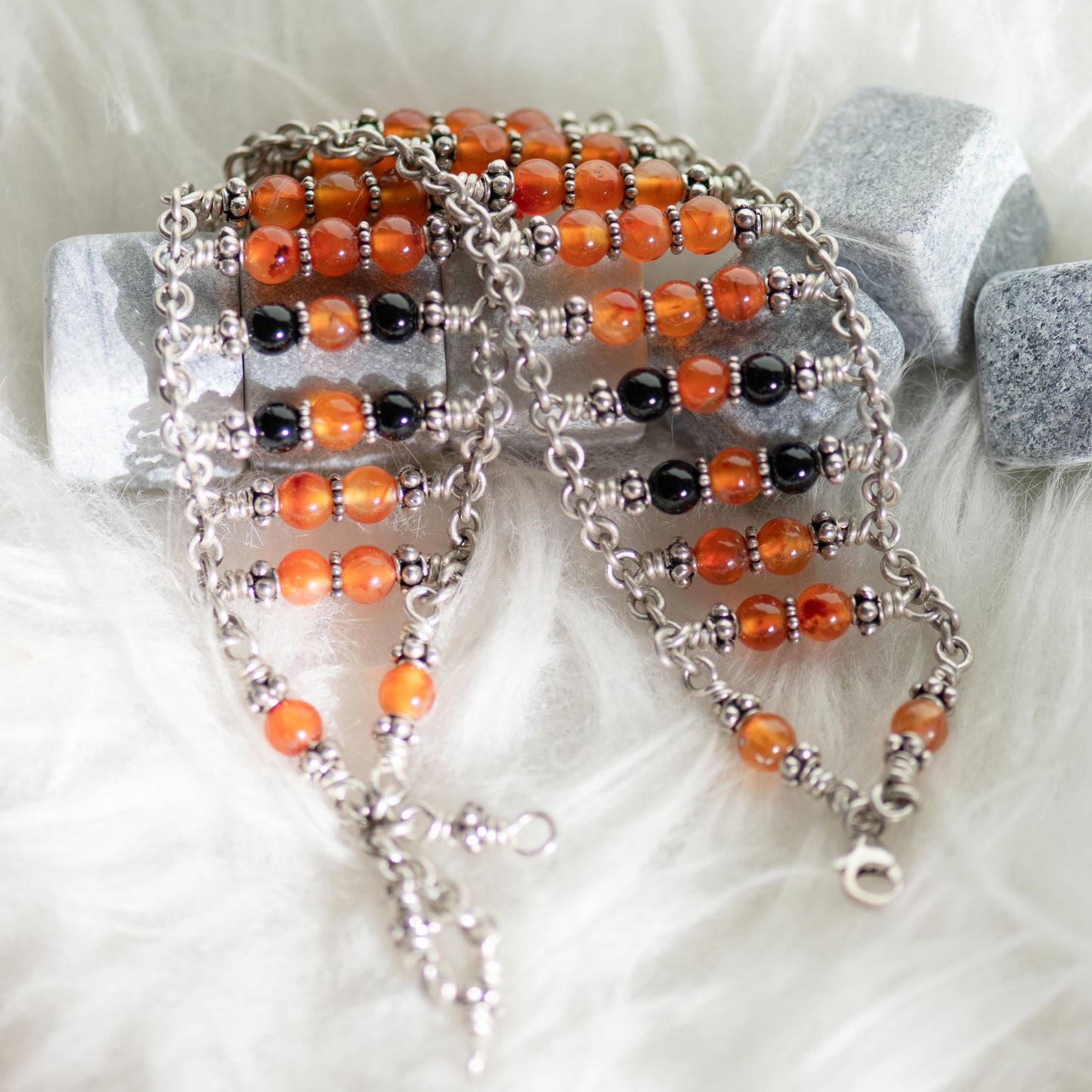 Carnelian and Black Onyx Bracelet