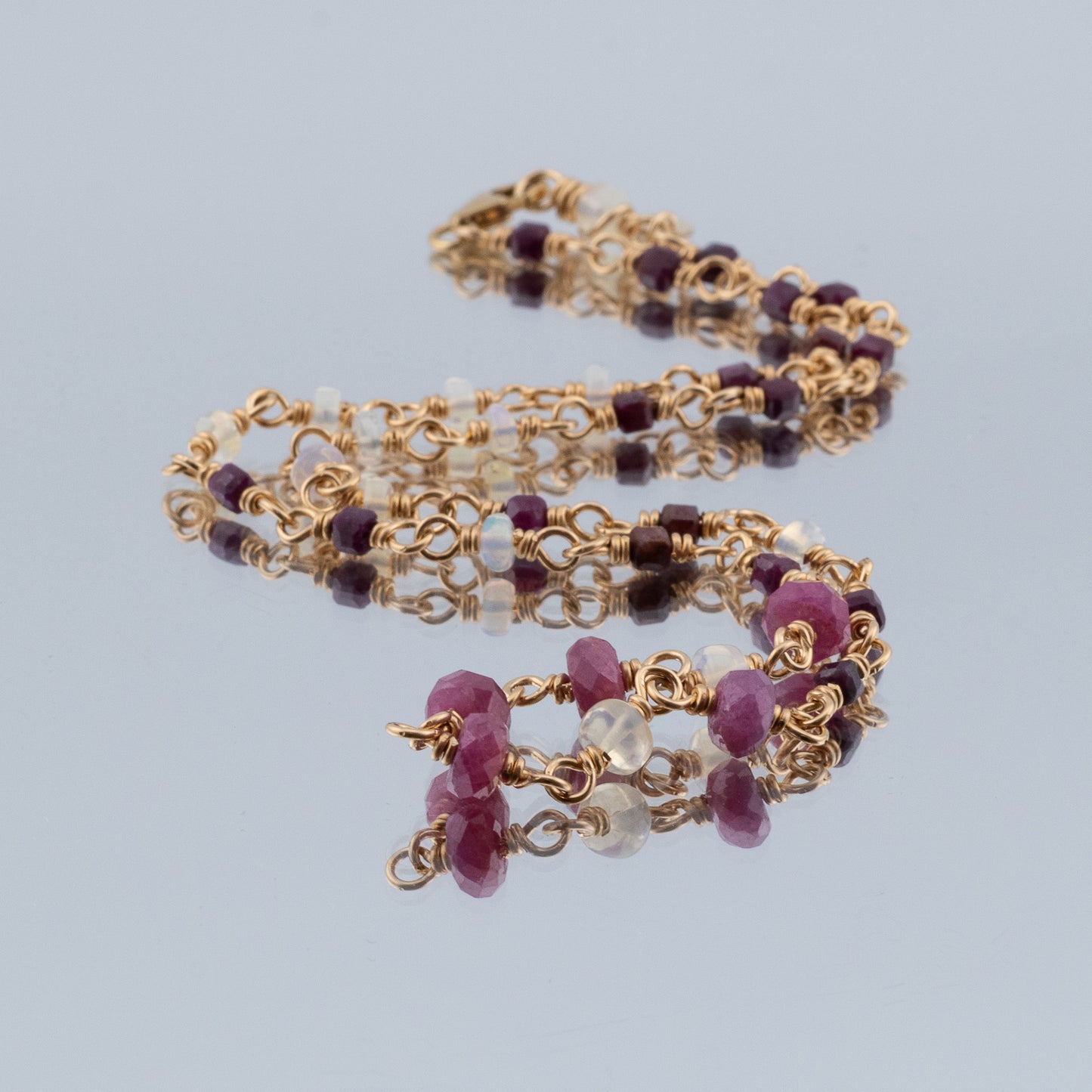 The Crimson & Cloud Necklace – Ruby & Opal