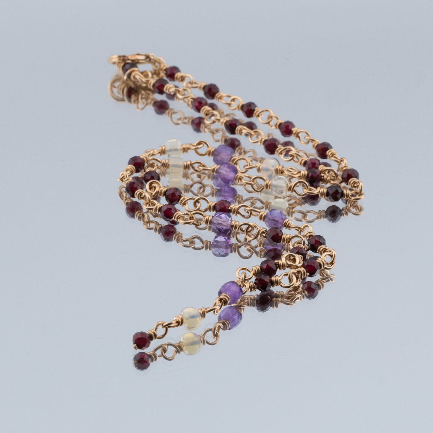 The Celestial Velvet Necklace – Garnet, Amethyst & Opal
