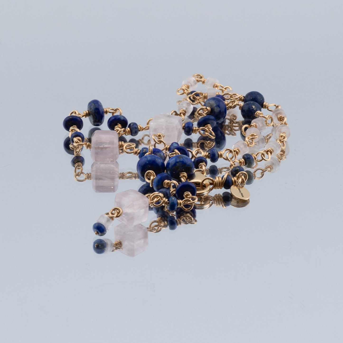 The Twilight & Rose Drop Necklace – Lapis & Rose Quartz