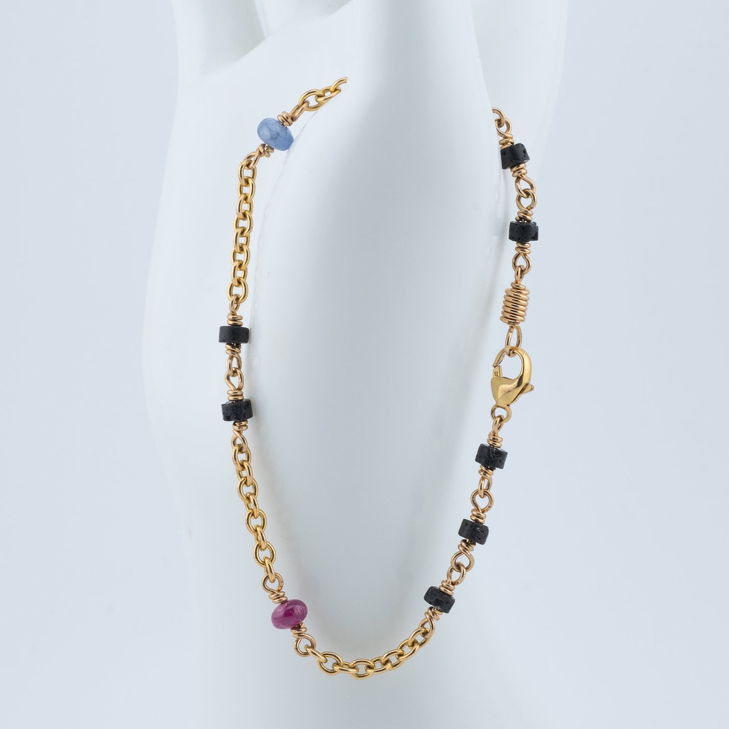 Ruby, Sapphire Black Lava Bracelet