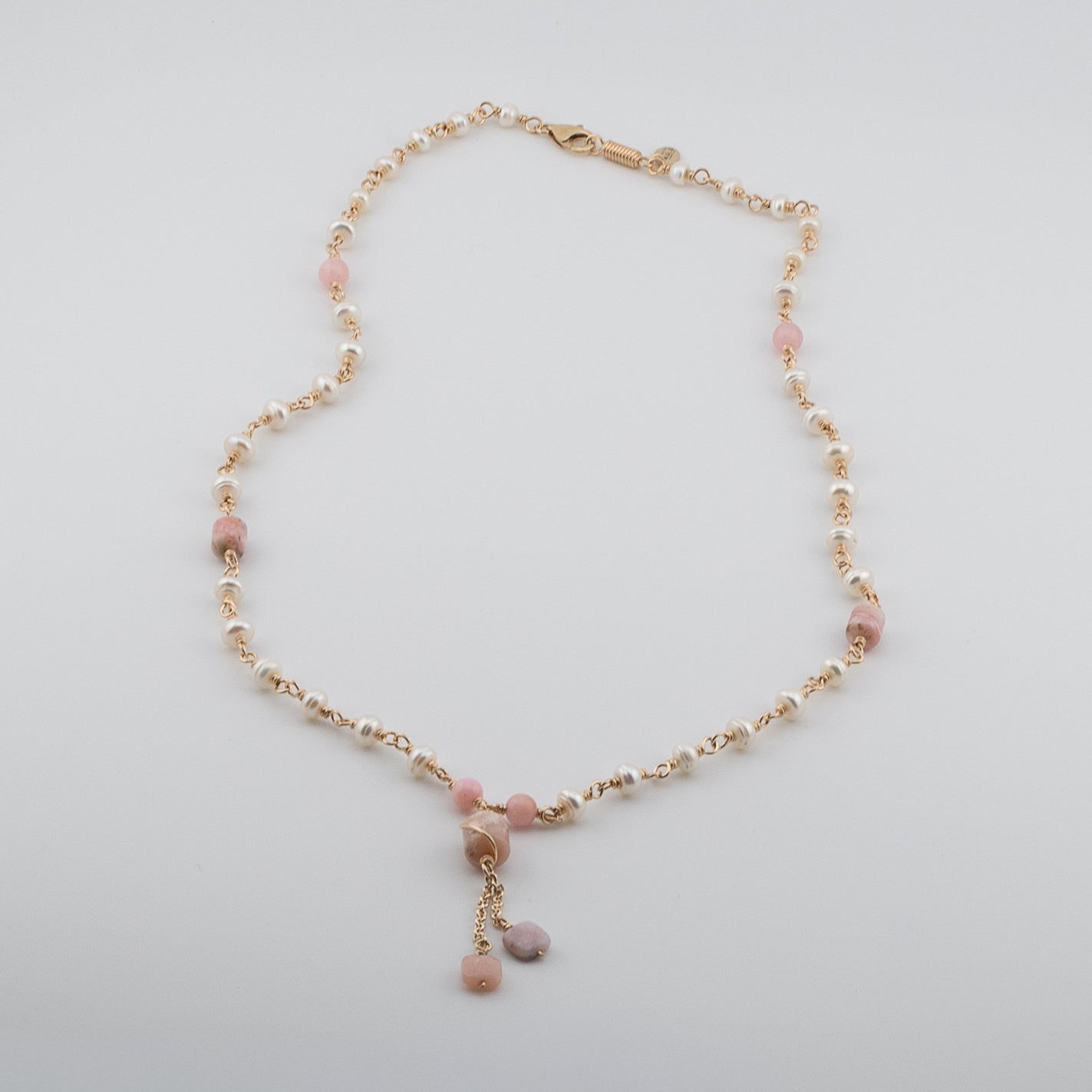 The Blush Harmony Necklace – Pink Opal & Freshwater Pearl