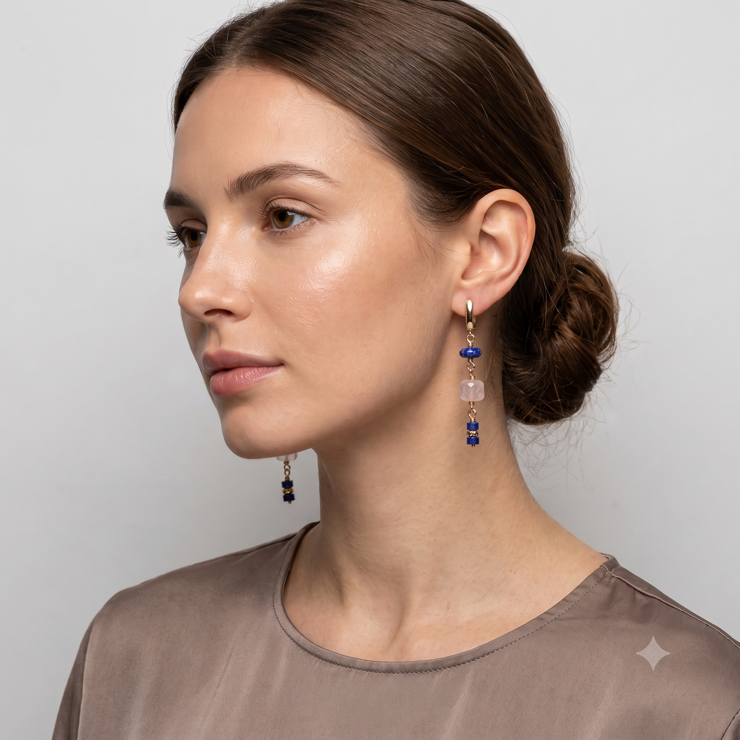 Lapis and Rose Quartz Earrings