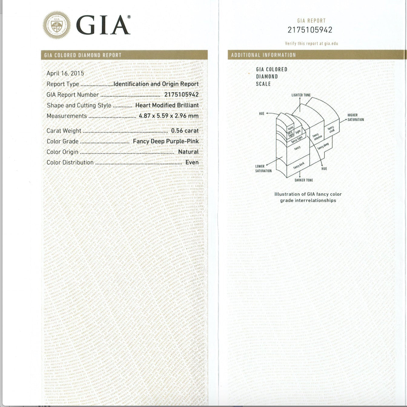 Fancy Deep Purple-Pink 0.56 ct.