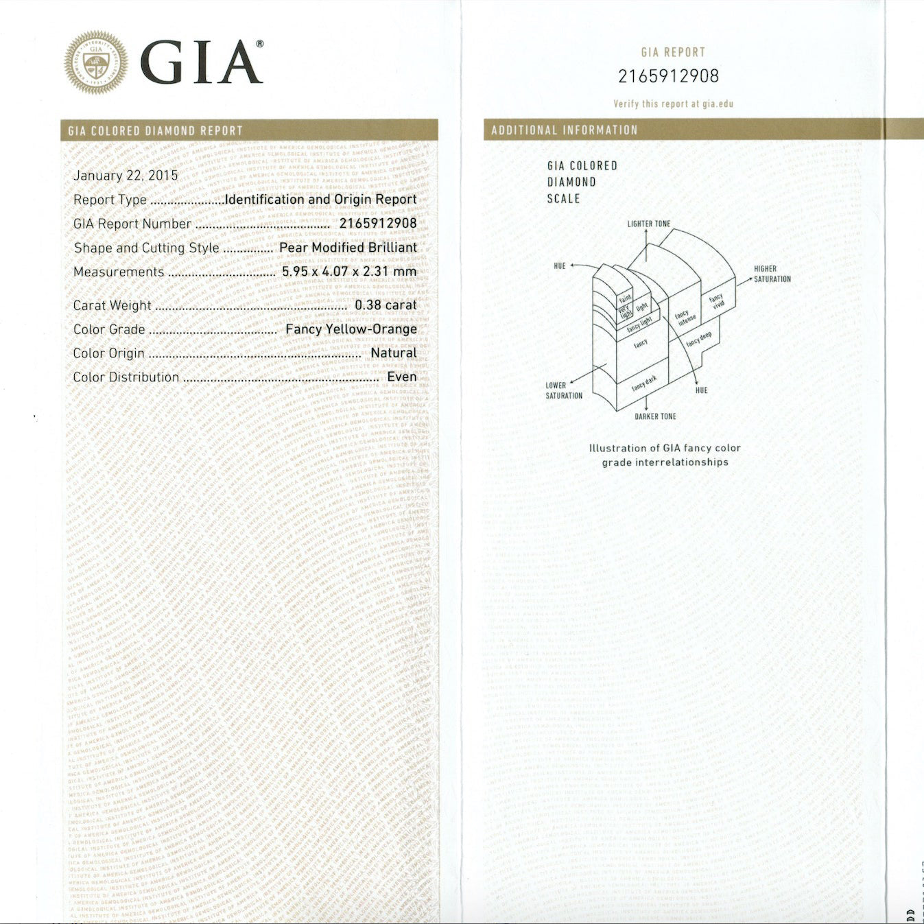 Fancy Yellow- Orange 0.38 ct.