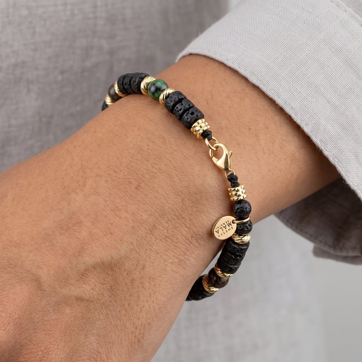 The Primal Earth Bracelet - Black Lava, Boulder Opal & Ruby Zoisite