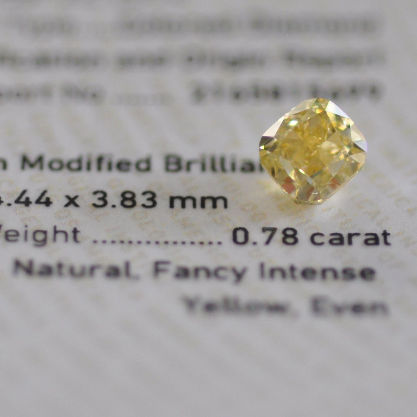 Fancy Intense Yellow 0.78 ct.