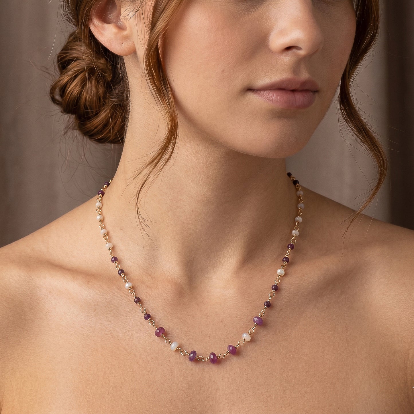 The Crimson & Cloud Necklace – Ruby & Opal