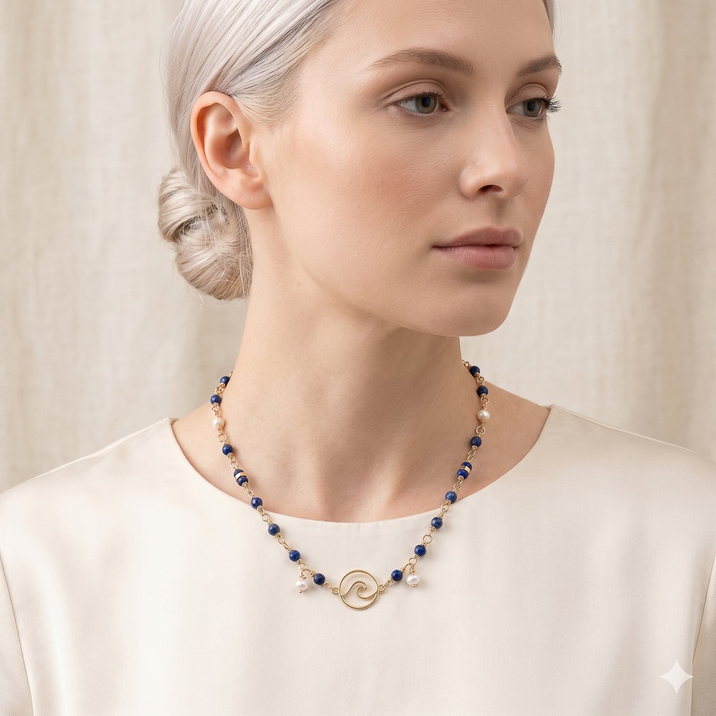 The Water Tribe Talisman – Lapis & Freshwater Pearl