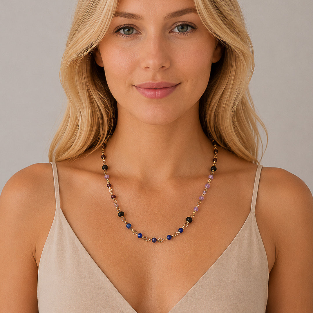 The Prism Gallery Necklace – Multi-Gemstone & Black Onyx