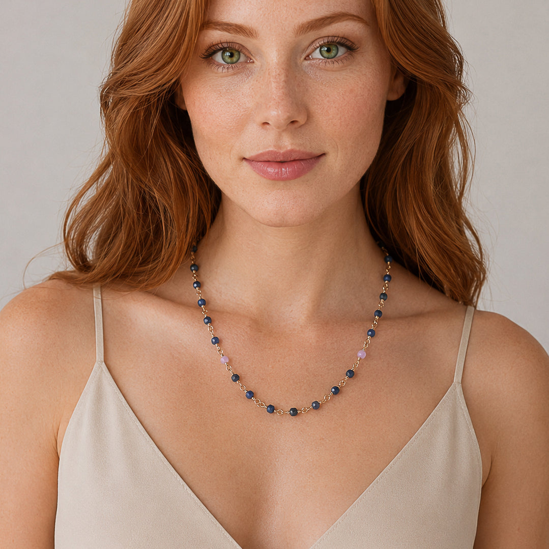 The Twilight Bloom Necklace – Kunzite & Sapphire