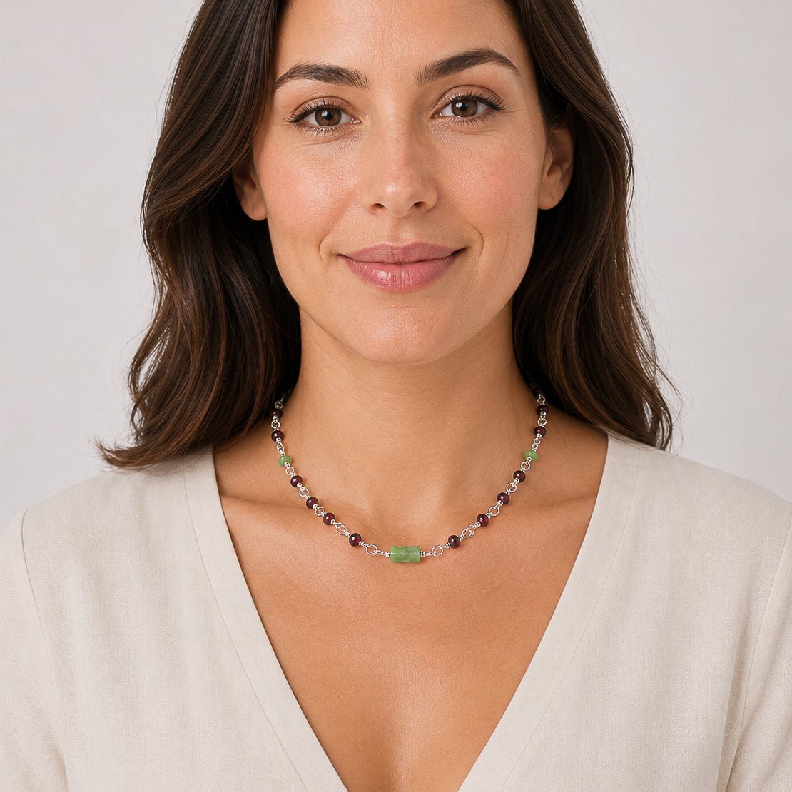 The Crimson Meadow Necklace – Garnet & Chrysoprase