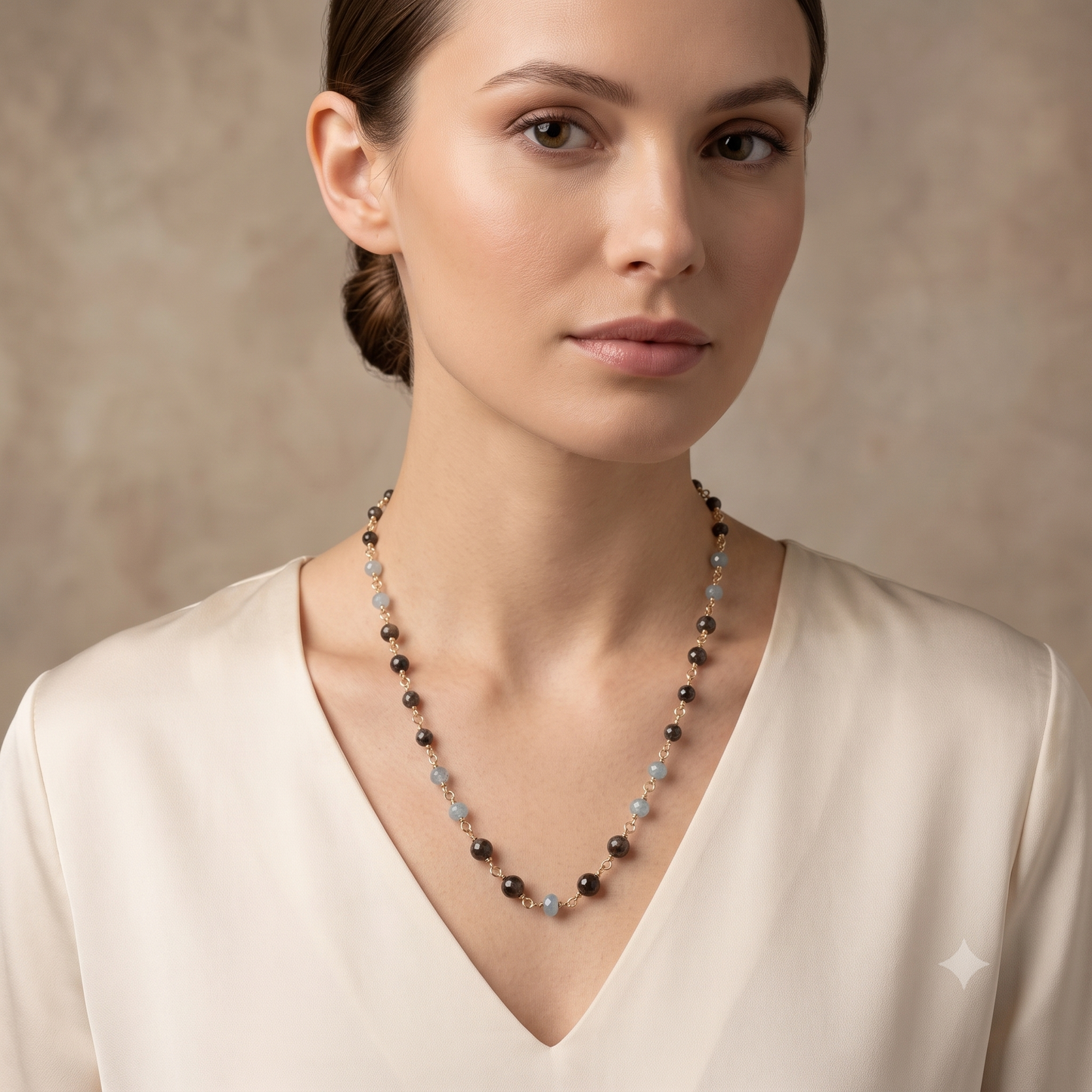 The Ethereal Depths Necklace – Boulder Opal & Faceted Aquamarine