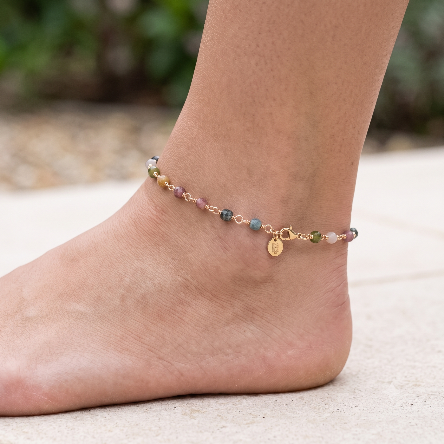 The Rainbow Prism Anklet – Multi-Color Tourmaline Cubes