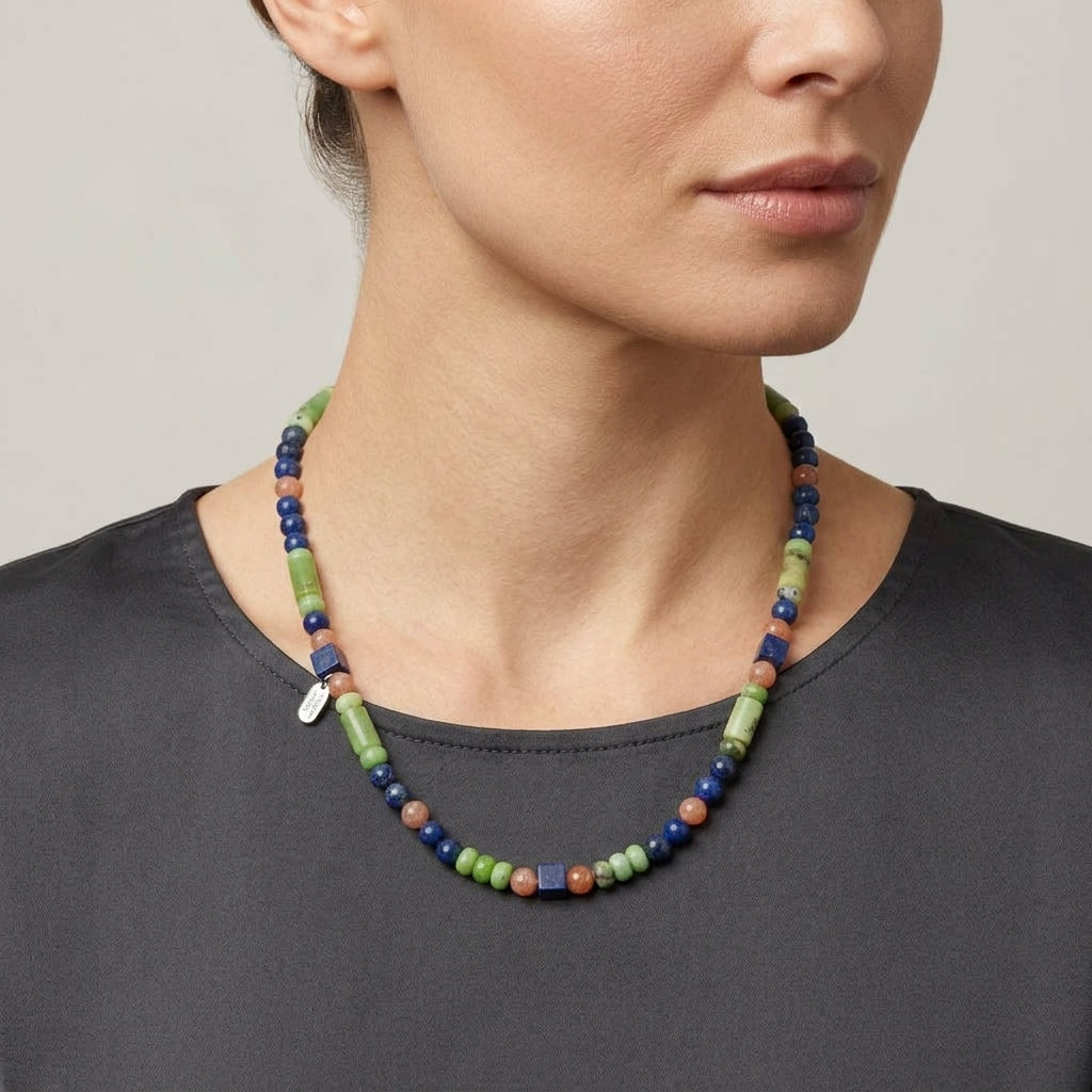 The Meadow & Horizon Choker - Chrysoprase, Lapis & Sunstone