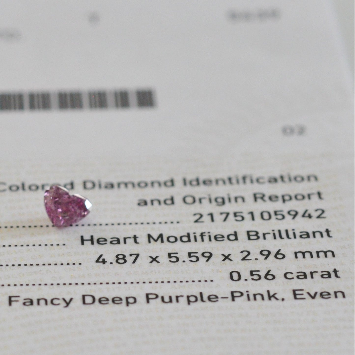 Fancy Deep Purple-Pink 0.56 ct.