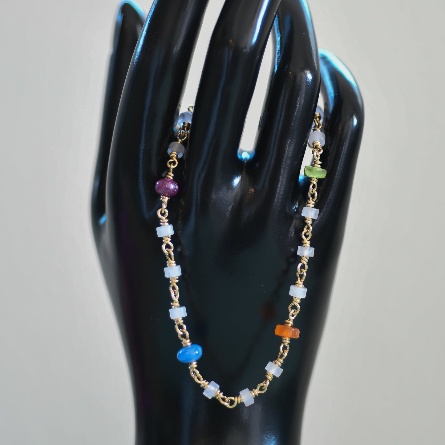 Rose Quartz, Ruby, Sapphire, Carnelian and Peridot Bracelet