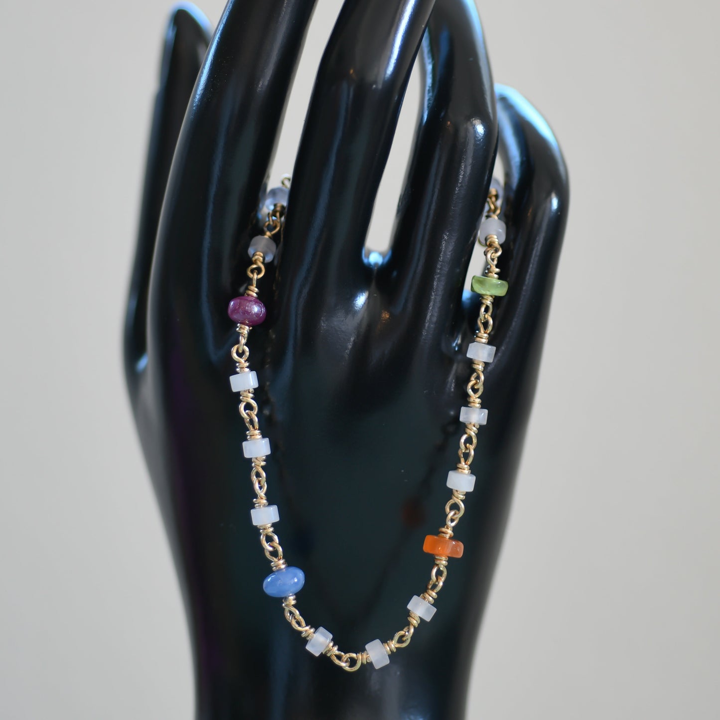 Rose Quartz, Ruby, Sapphire, Carnelian and Peridot Bracelet