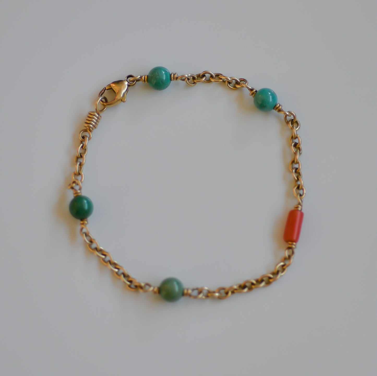 Turquoise and Coral Bracelet