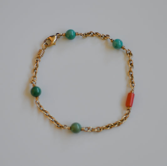 Turquoise and Coral Bracelet