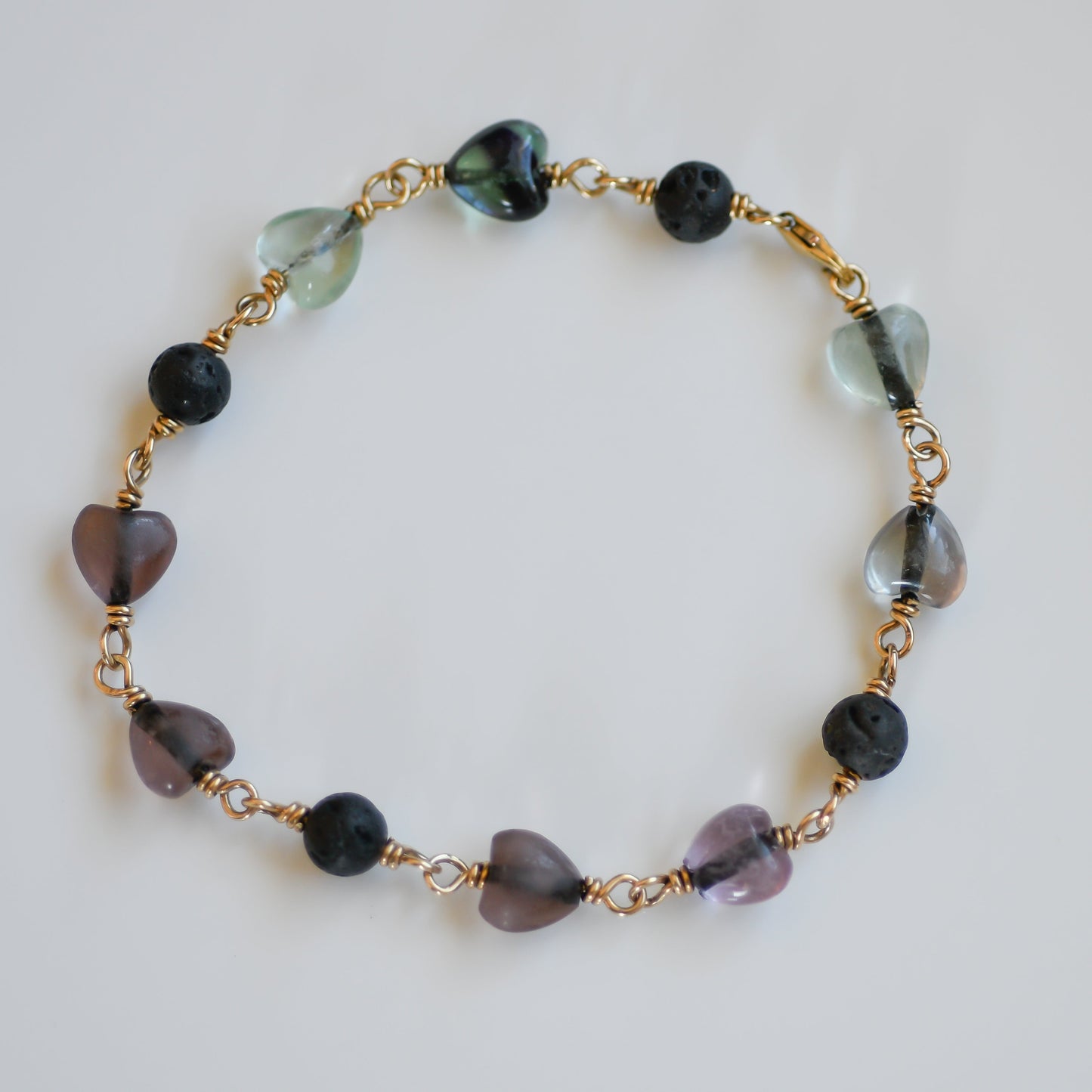 Fluorite and Black Lava Bracelet