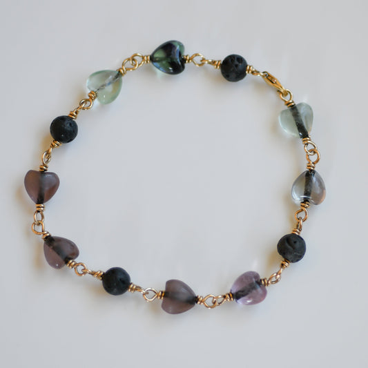 Fluorite and Black Lava Bracelet