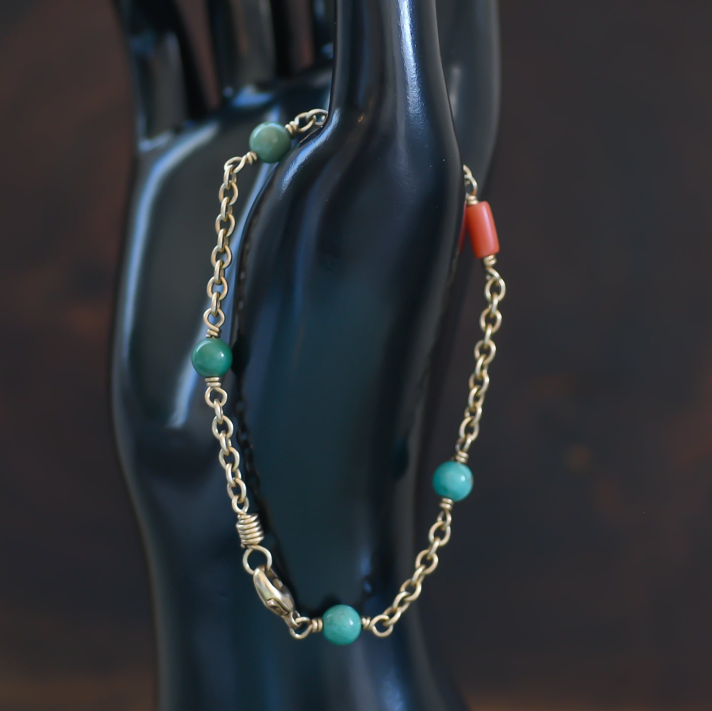 Turquoise and Coral Bracelet