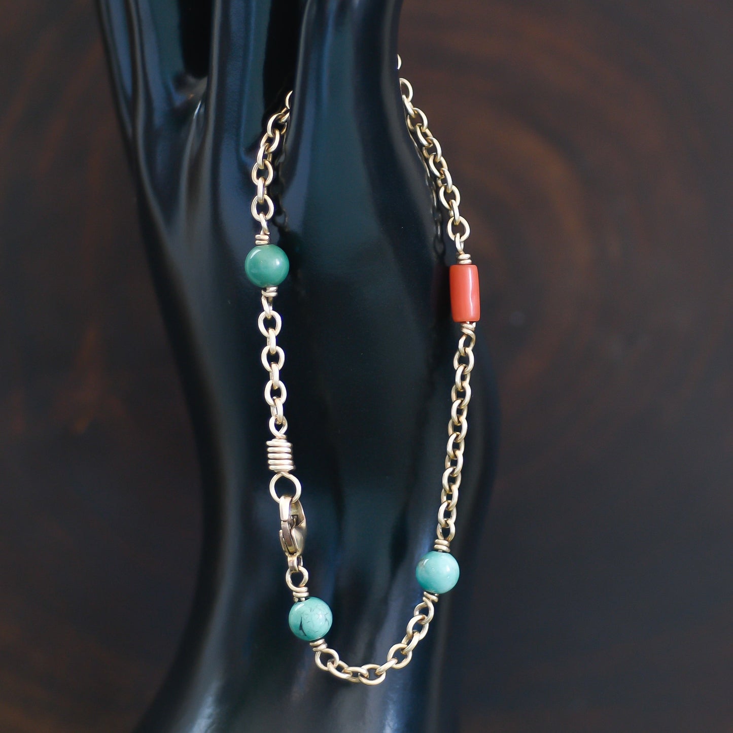 Turquoise and Coral Bracelet