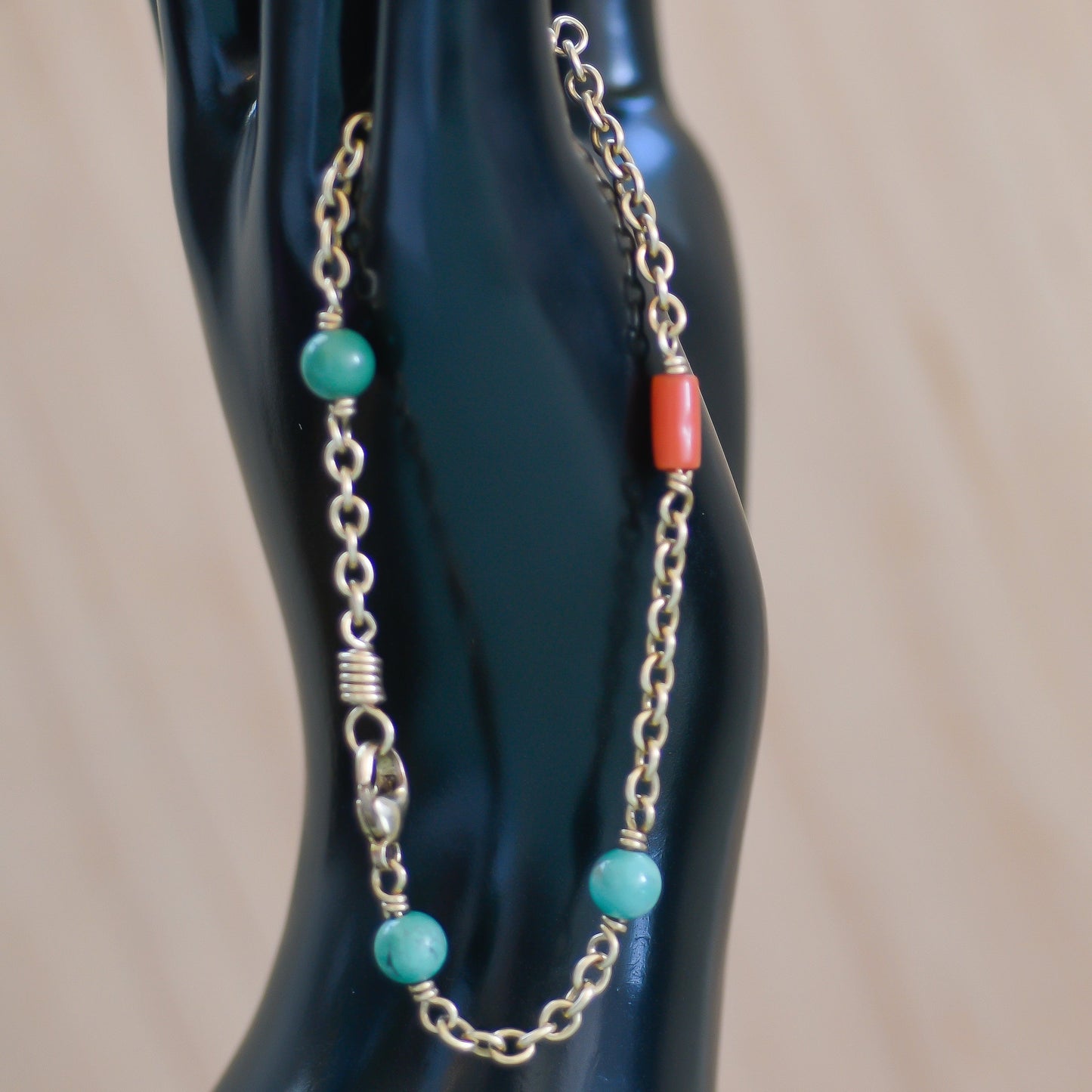 Turquoise and Coral Bracelet