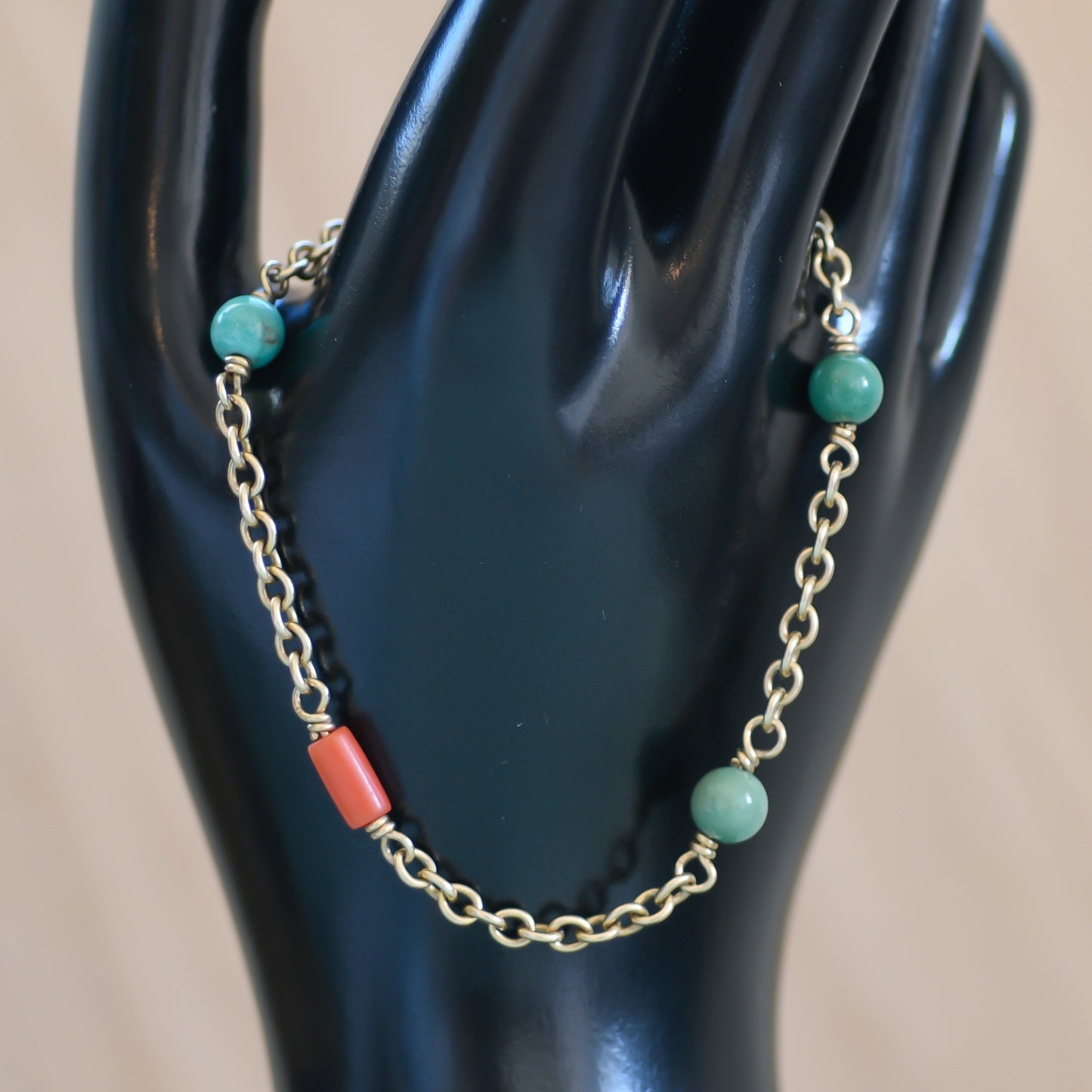 Turquoise and Coral Bracelet