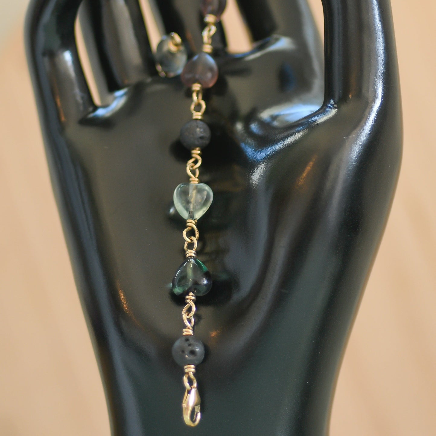 Fluorite and Black Lava Bracelet
