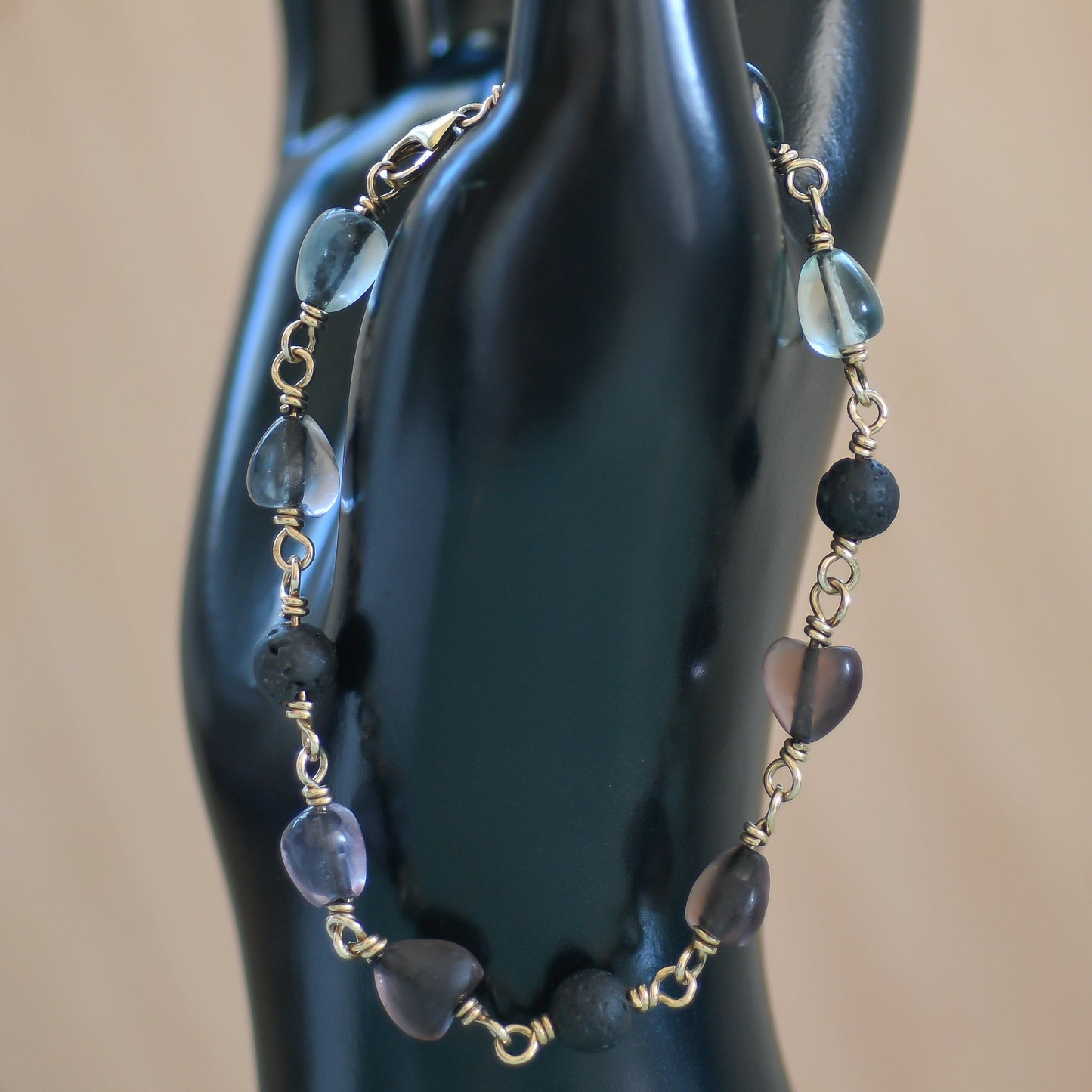 Fluorite and Black Lava Bracelet