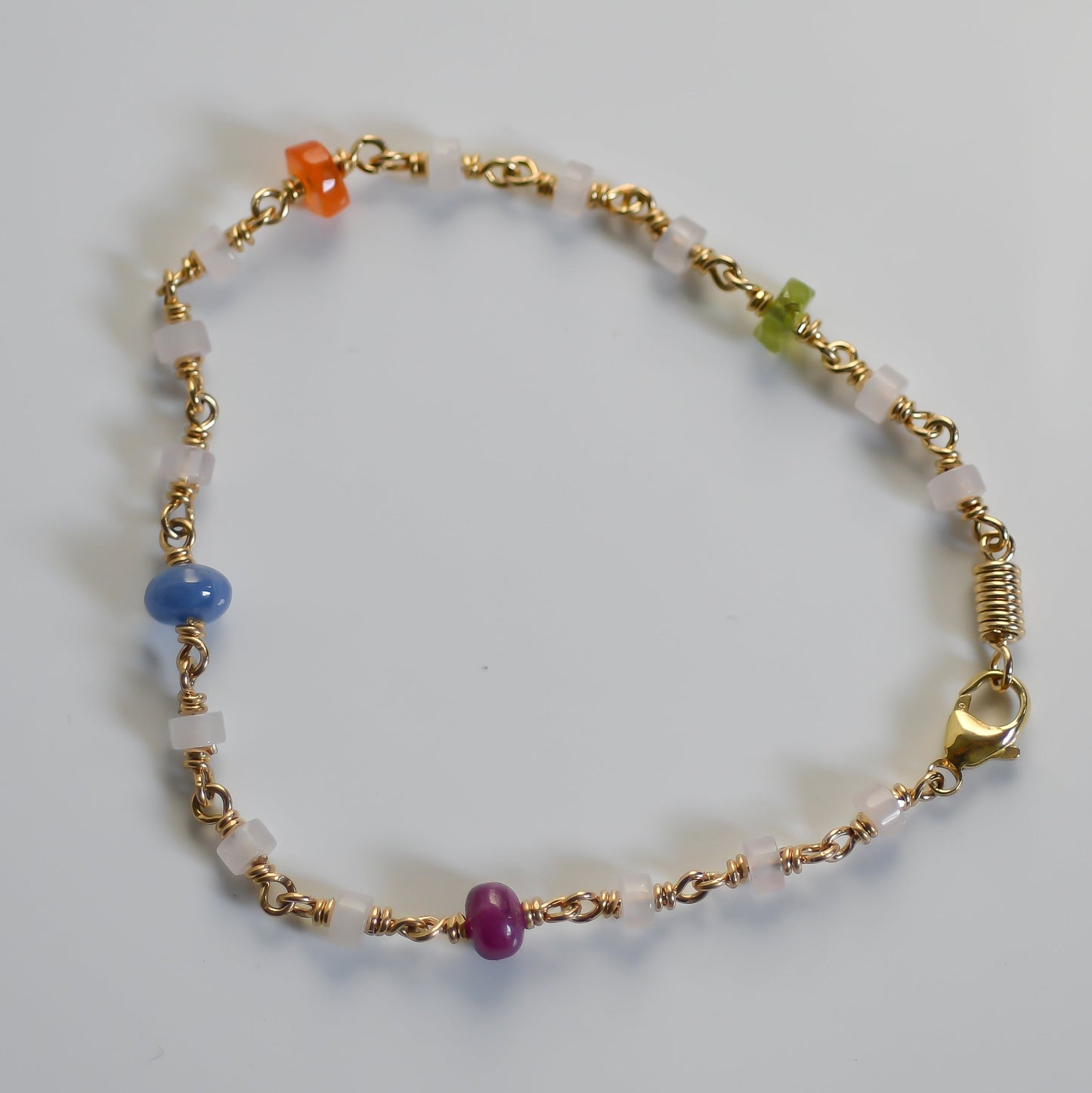 Rose Quartz, Ruby, Sapphire, Carnelian and Peridot Bracelet