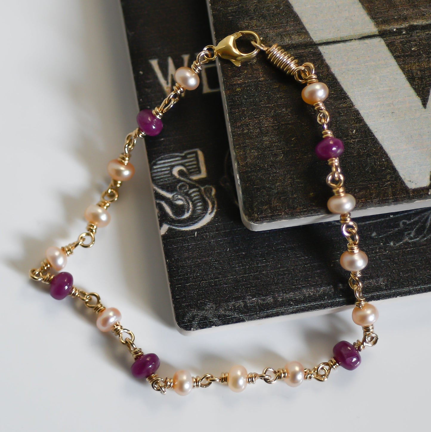 Ruby & Cultured Pearl Bracelet