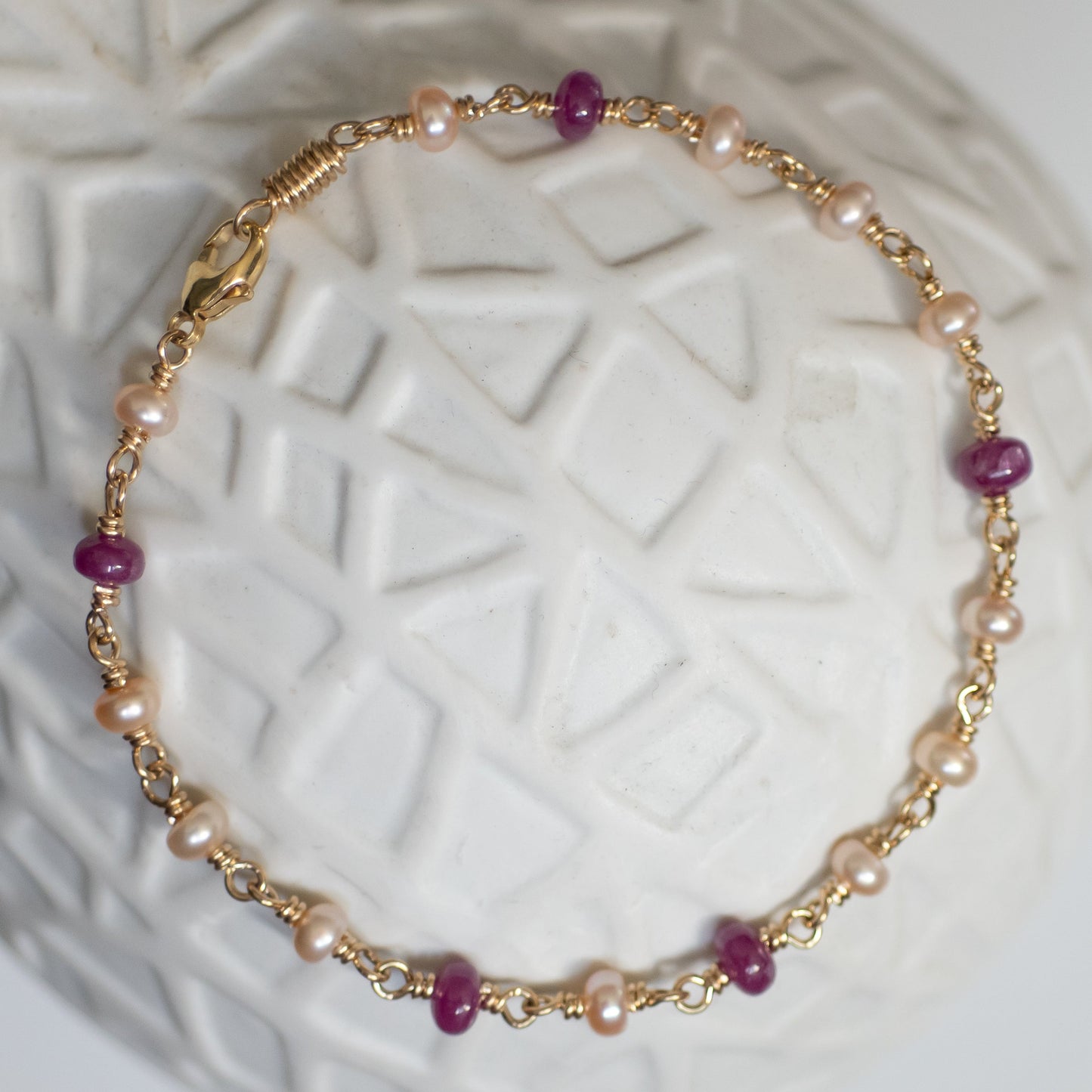 Ruby & Cultured Pearl Bracelet