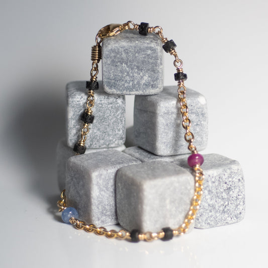 Ruby, Sapphire Black Lava Bracelet