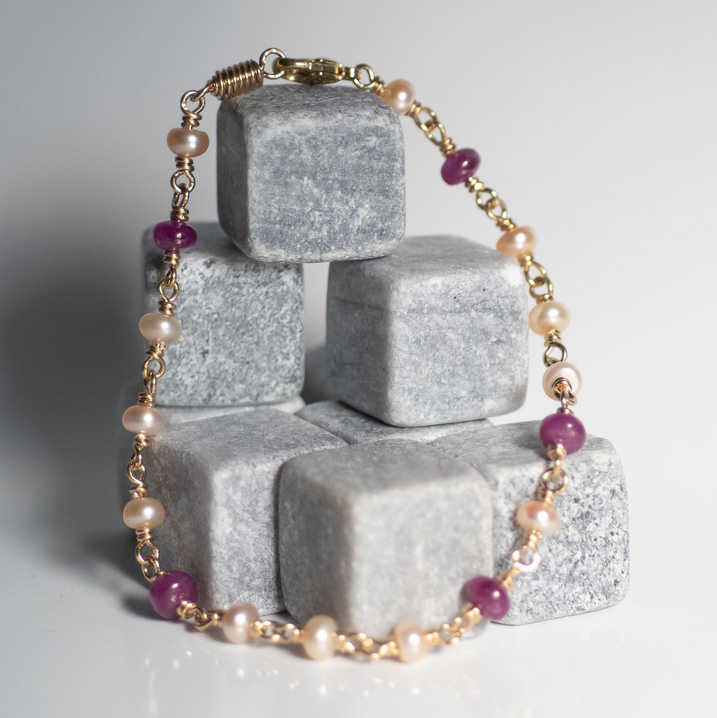 Ruby & Cultured Pearl Bracelet