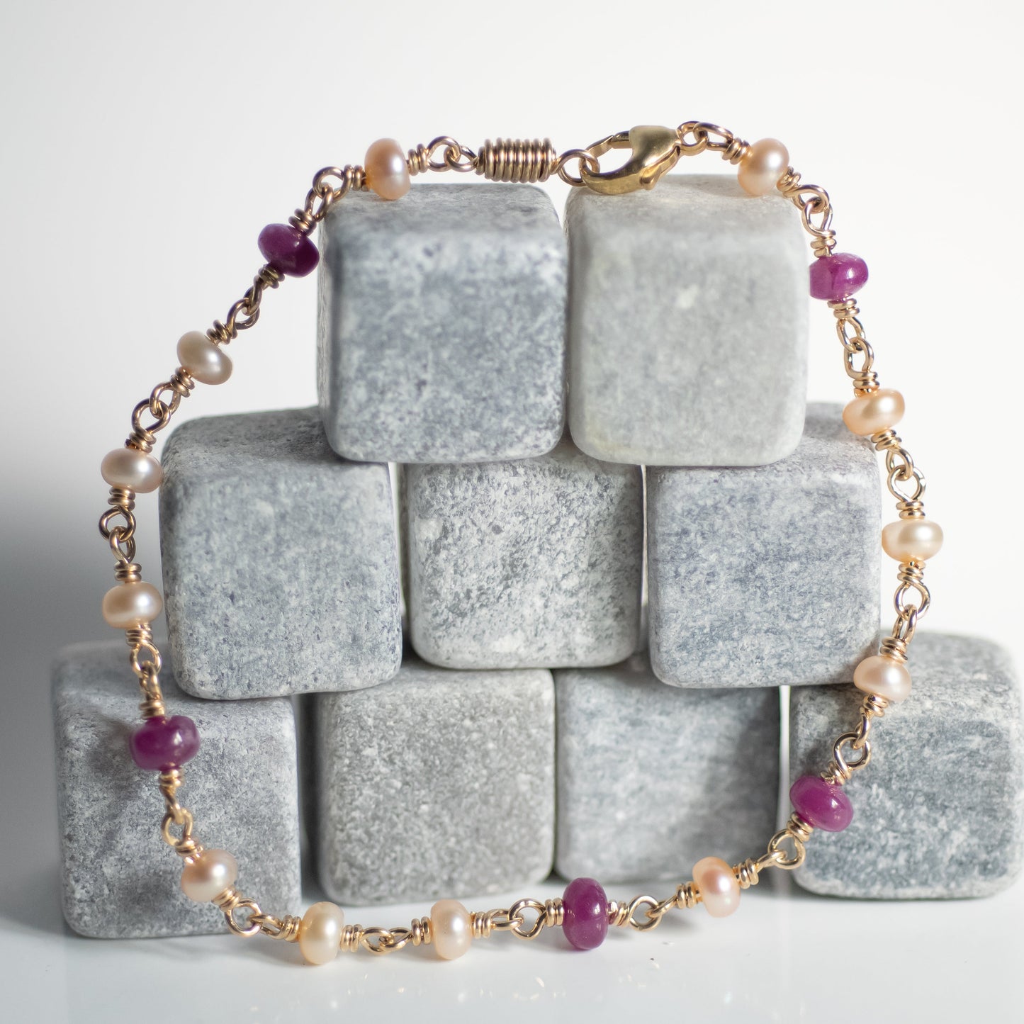 Ruby & Cultured Pearl Bracelet