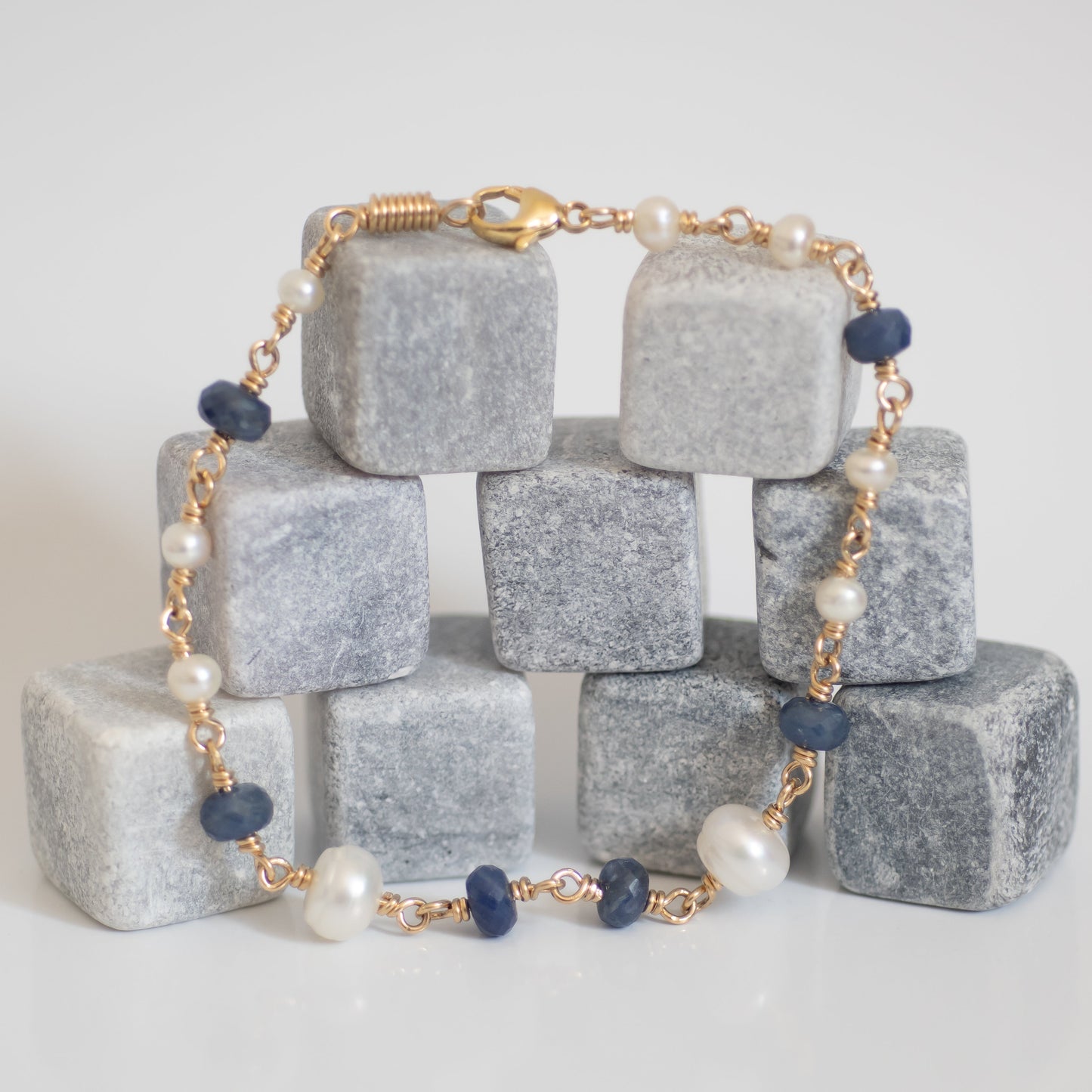 Blue Sapphire and Pearls Bracelet
