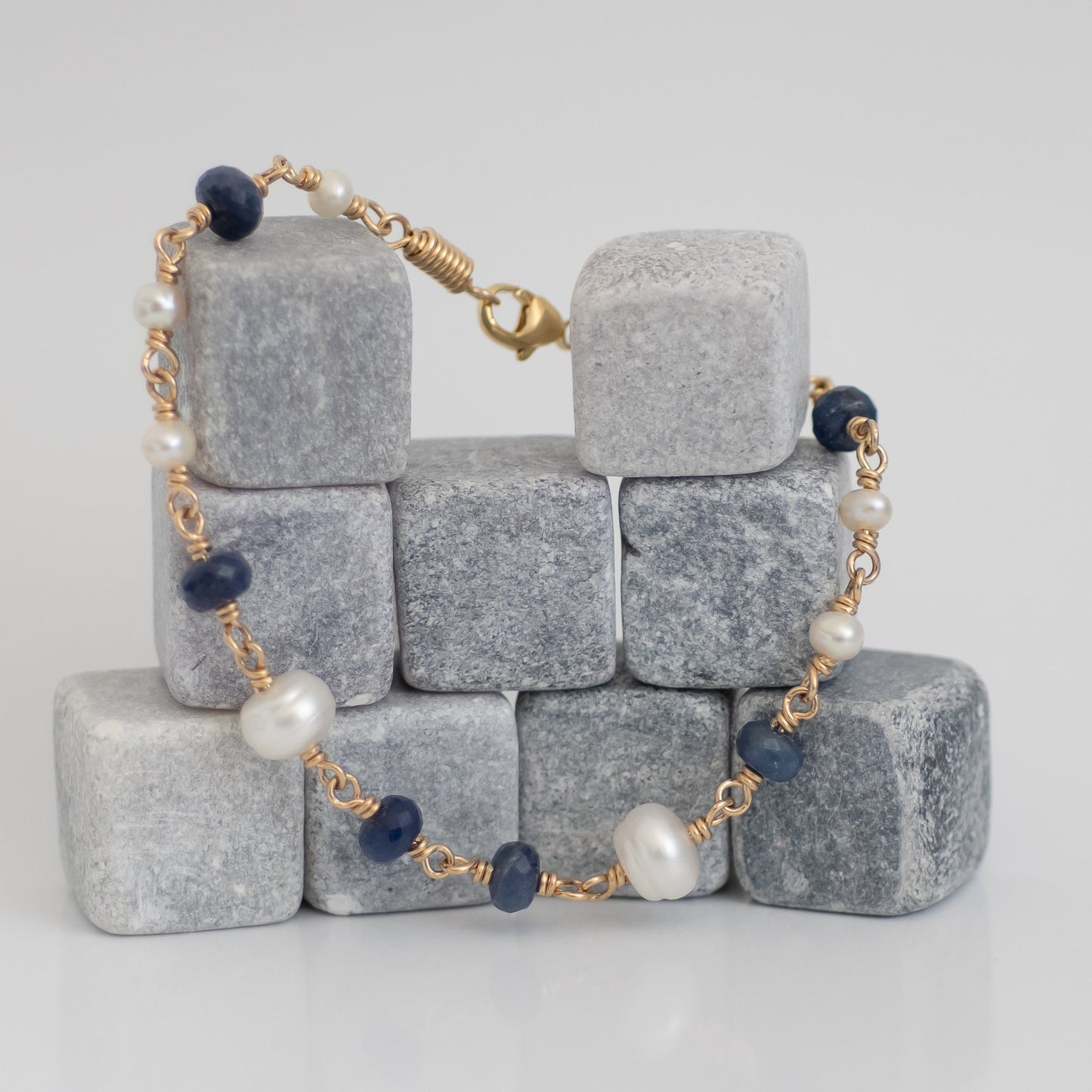 Blue Sapphire and Pearls Bracelet