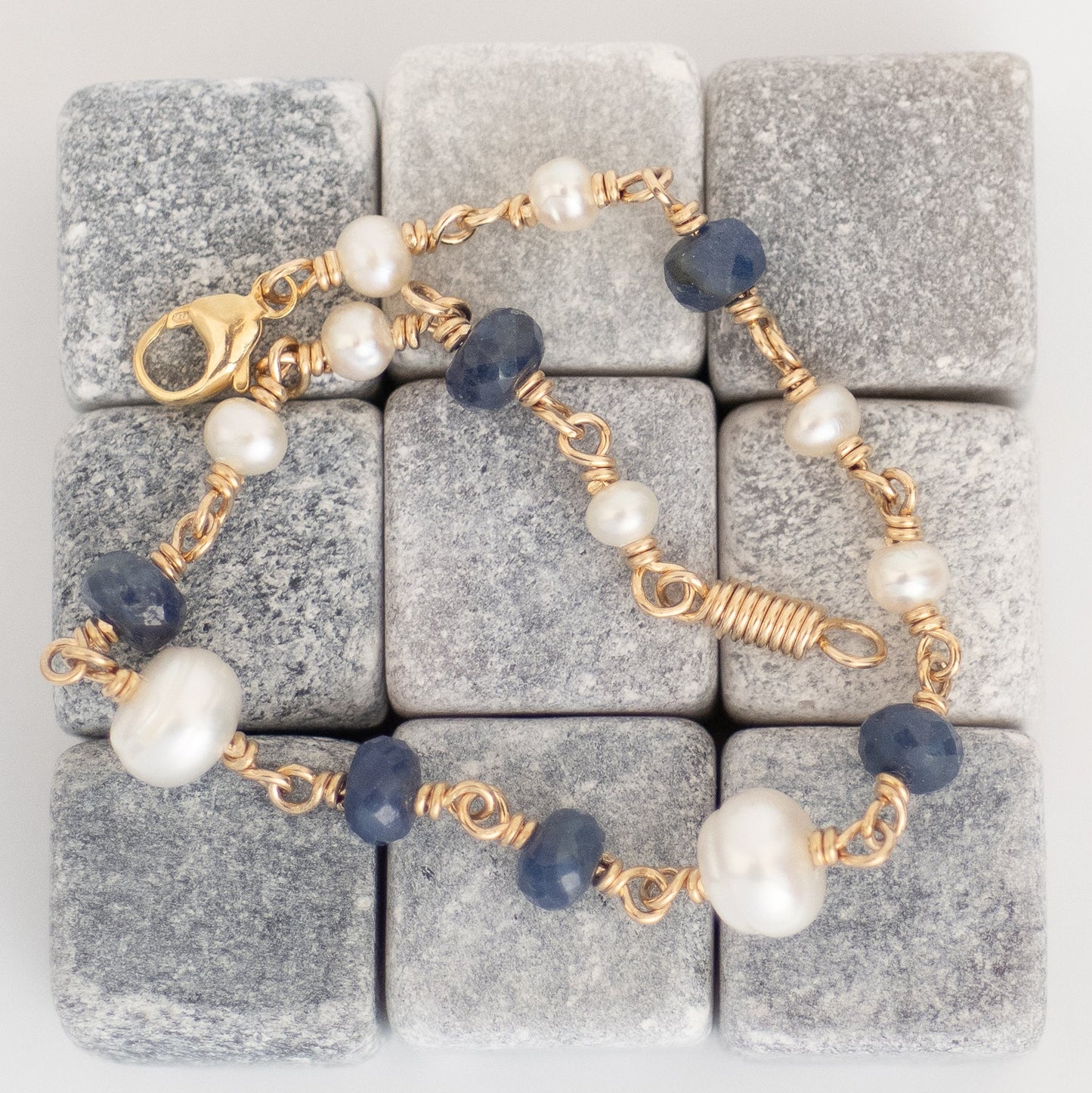 Blue Sapphire and Pearls Bracelet
