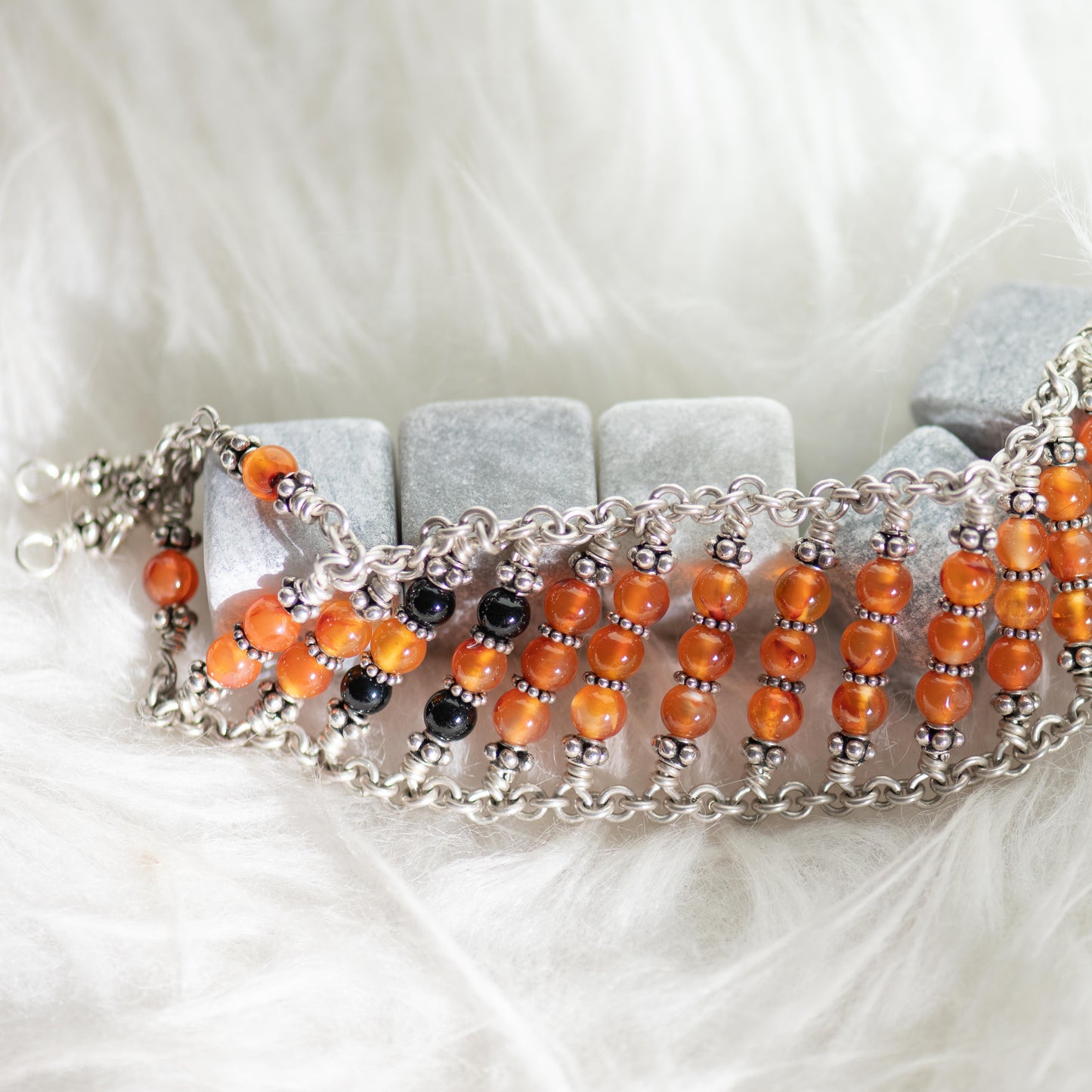 Carnelian and Black Onyx Bracelet